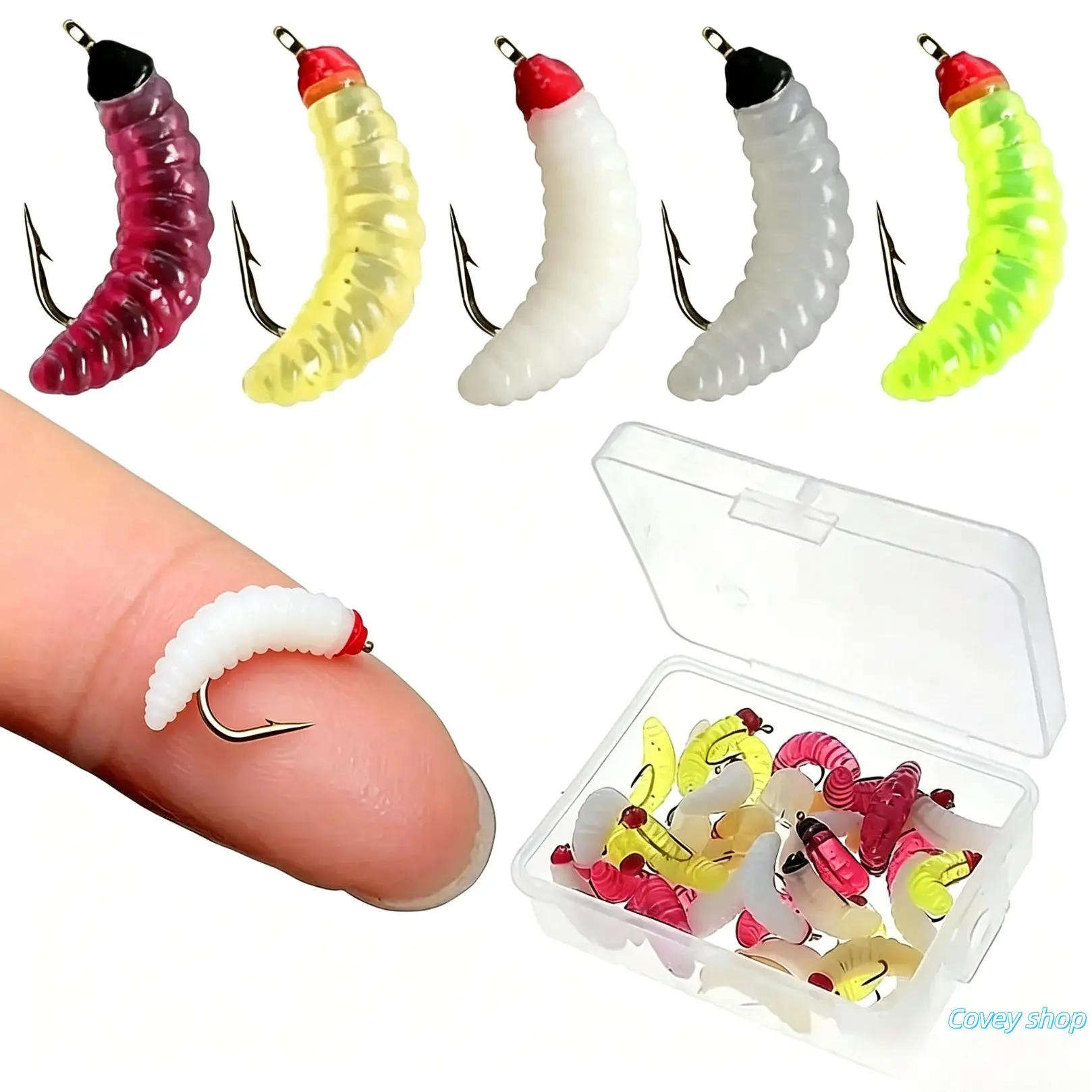 Bionic Artificial Maggot Fishing Lures With Built-In Hooks, Simulated Bread Worm Soft Bait, Multi-Color Fishing Tackle Accessory For Freshwater Outdoor Angling