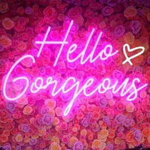 "Hello Gorgeous" Neon Sign – Dimmable LED Neon Lights, USB-Powered; Ideal for Home Decor, Weddings, Birthday Backdrops, and Bachelorette Parties.