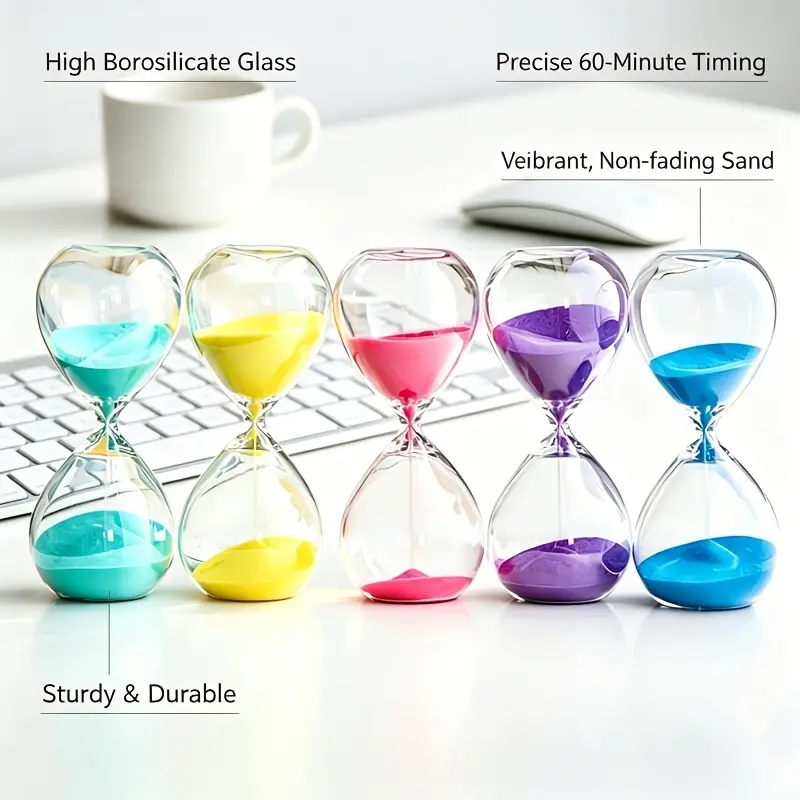 60minute hourglass timer, office/kitchen timer, decorative glass hourglass-perfect for study cooking - suitable for home decoration, office decoration, bedroom decoration - birthday, Valentine's Day, Christmas, Thanksgiving, Halloween gifts 11.81x3.74 in