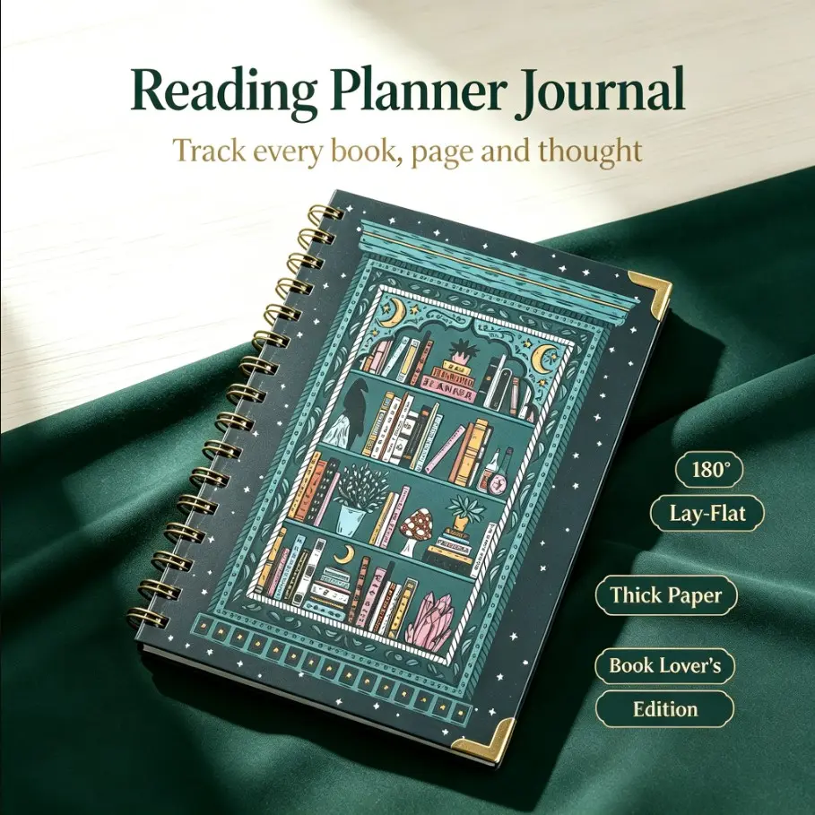 Book Lover's Reading Plan Notebook Spiral Bound Planner Calendar A4/a5, Reading Journal Planner, Includes Stickers, 3 Designs Available, Perfect Gift for Literature Enthusiasts and Readers