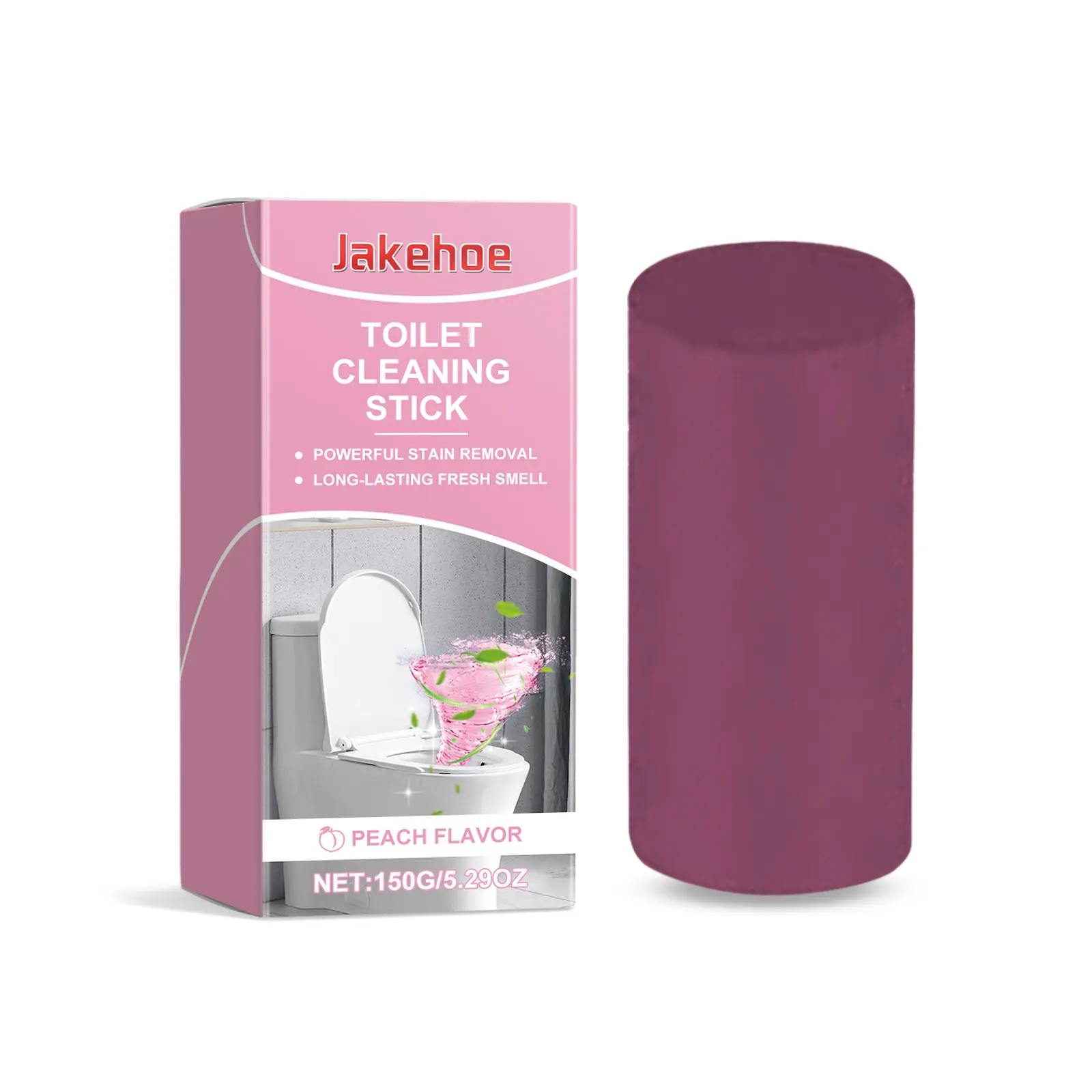 Jakehoe Fresh Peach Scent Toilet Cleaning Stick - Household Cleaner for Stain Removal, Odor Elimination, Dirt Removal, Fragrance Boost in Bathrooms
