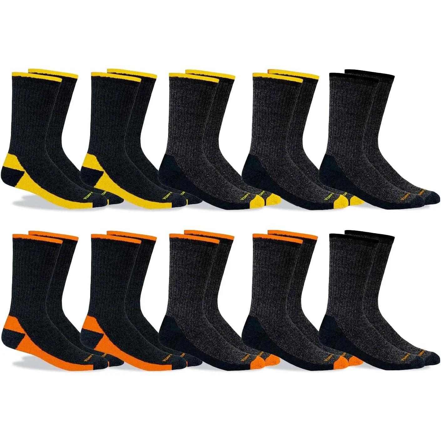 Men’s Heavy Cushion Work Crew Socks – Moisture Wicking, Reinforced Heel & Toe, Boot Socks (10-Pack, Size 10–13)