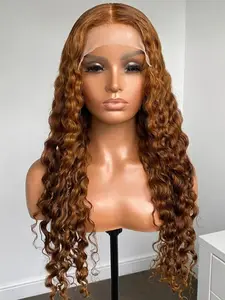 Brown Soft Long 26 Inch 180 Density Natural Kinky Curly Front Lace Wig, Glueless Heat Resistant Synthetic Hair, Daily Wear Pre-plucked