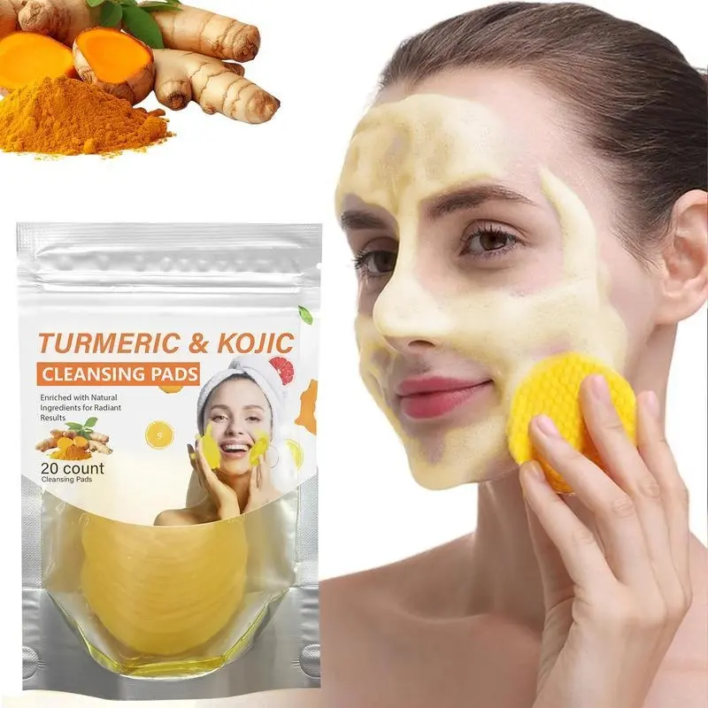 Kojic Turmeric Cream Cleansing Pads - 20pcs, 30g, Alcohol-Free, Gentle for Normal Skin, Deep Clean, Soft Texture, Effortless Cleanse Multi-Pack Skincare
