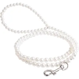 120cm (4ft) Custom Pearl Chain Pet Dog Leash - Bite Proof, Steel Wire Reinforced Training & Walking Lead
