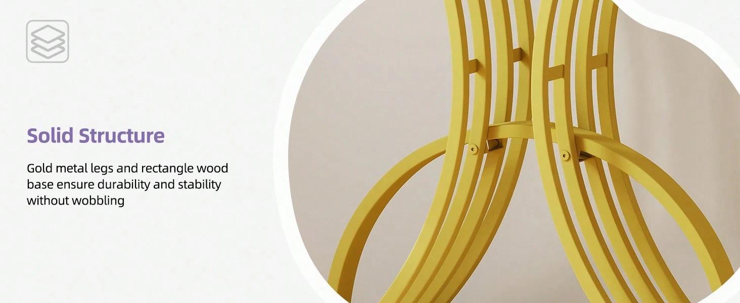 Modern  & Entryway Table - White And Gold, Rectangular With Faux Marble Top & Metal Frame, Thickened MDF Top (Water/Scratch-Resistant, Easy Clean), C-Shaped Sturdy Legs, Anti-Scratch Foot Pads, Adjustable Feet