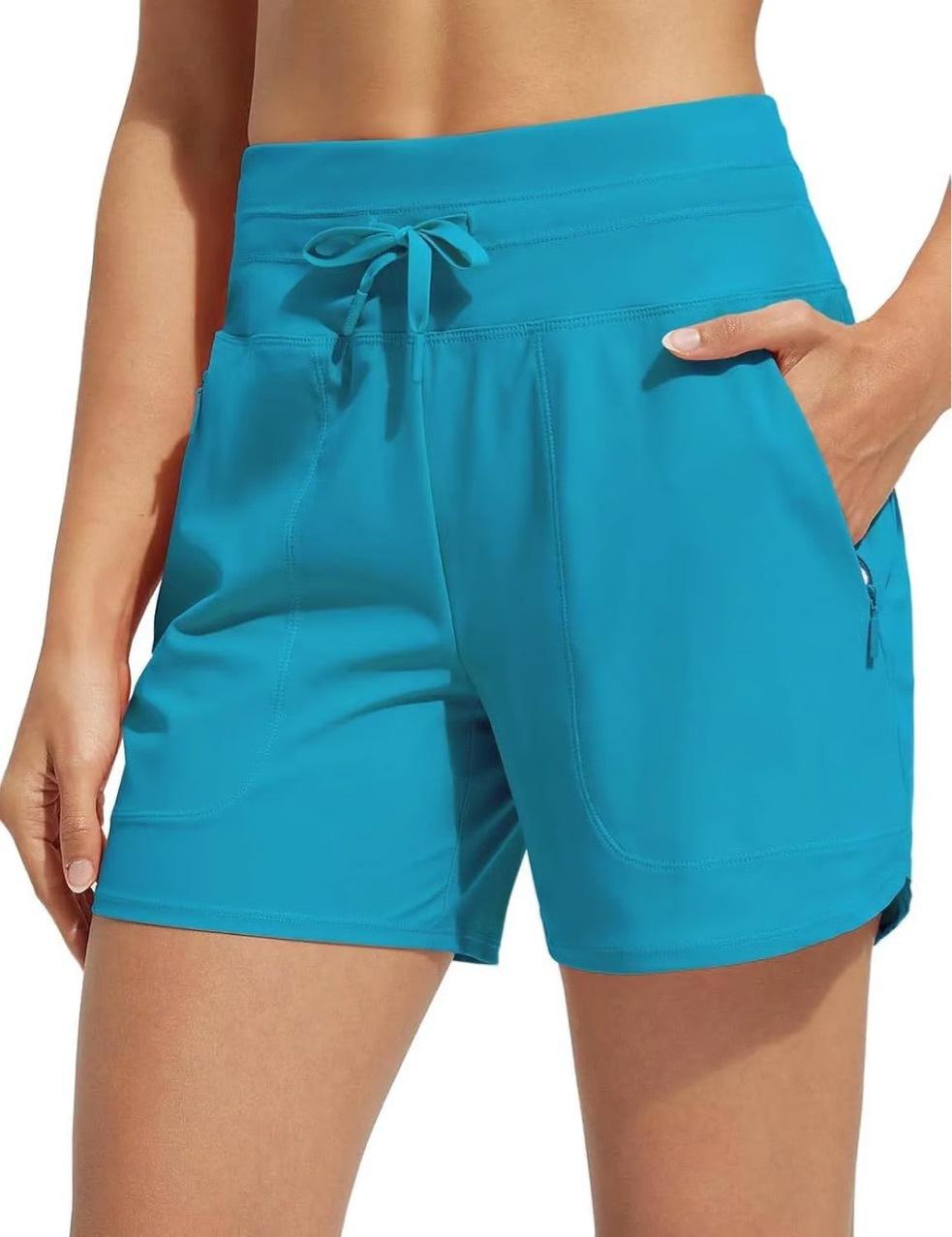 Women's High Waisted 5" Swim Board Shorts - Quick Dry UPF 50+ Bathing Suit Bottoms with Pockets & Liner for Beach & Water Sports