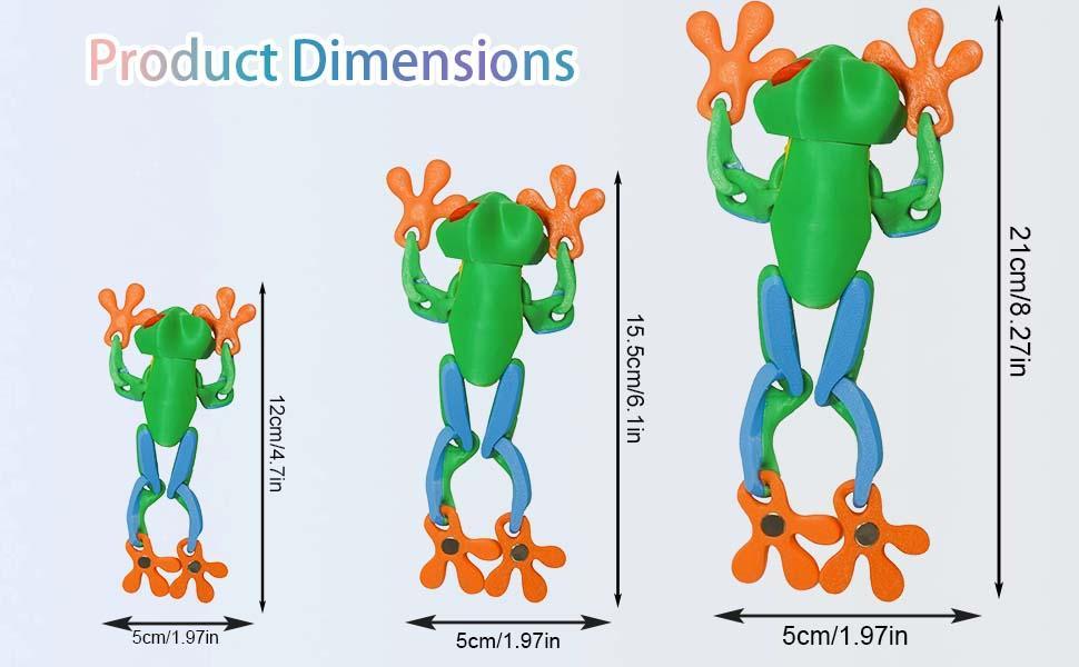 3PCS/4PCS 3D Printed Magnetic Articulated Frog Toy Night Light, Realistic Jumping Poseable Decor, Glow Animal Magnet for Metal Surfaces (3PCS Option)