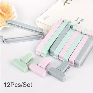 12pcs/set Portable Kitchen Tool Bag Clips Mini Vacuum Sealing Clamp Househould Snack Storage Bag Sealer Tool