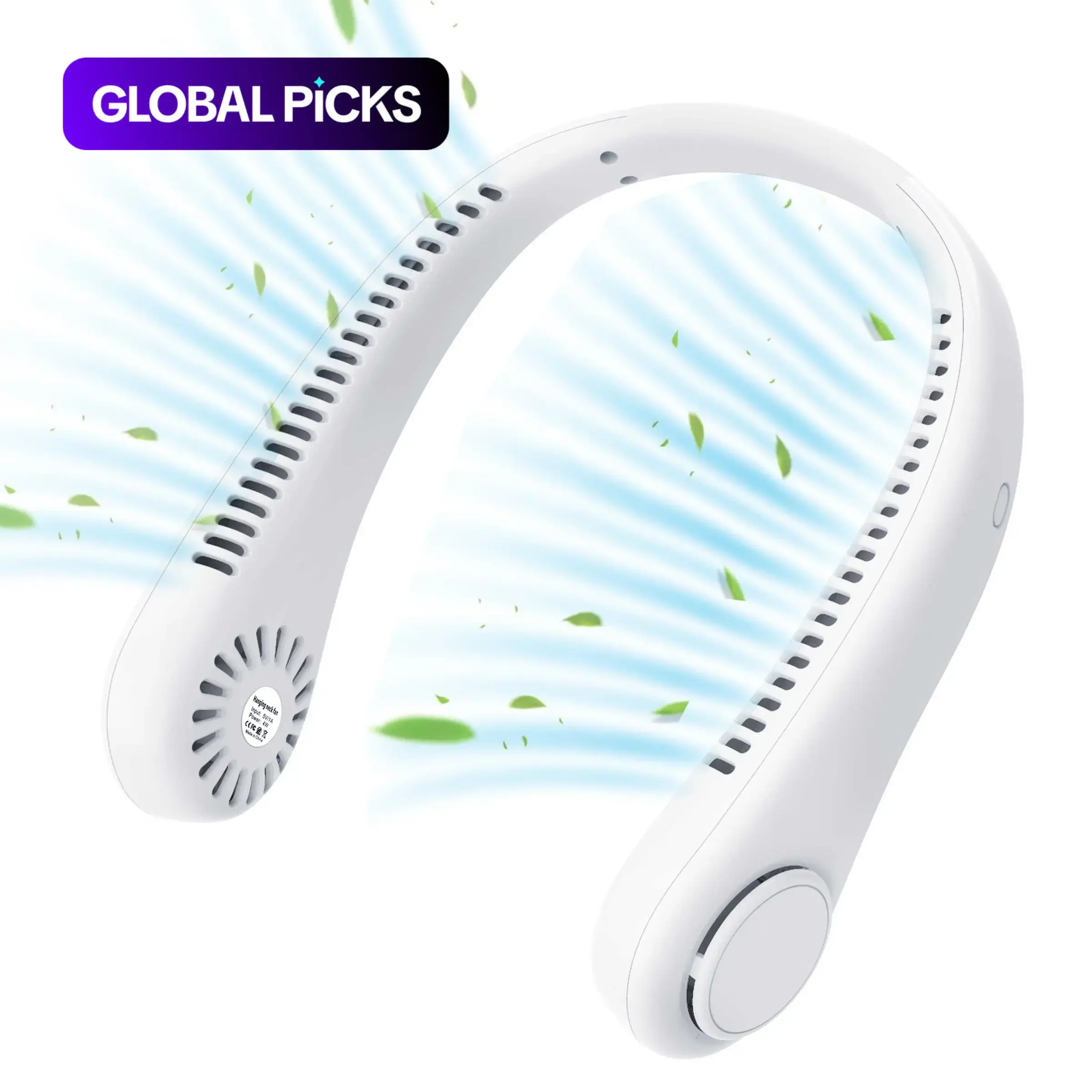 Portable Neck Fan, Hands Free Bladeless Fan, 3 Speeds, Battery Operated Wearable Cooling Personal Fan, Personal Cooling Fans, USB Rechargeable Fan for Outdoor Indoor, Portable Cordless Fan, Birthday Gifts for Men Women Mom Dad #GLOBAL PICKS