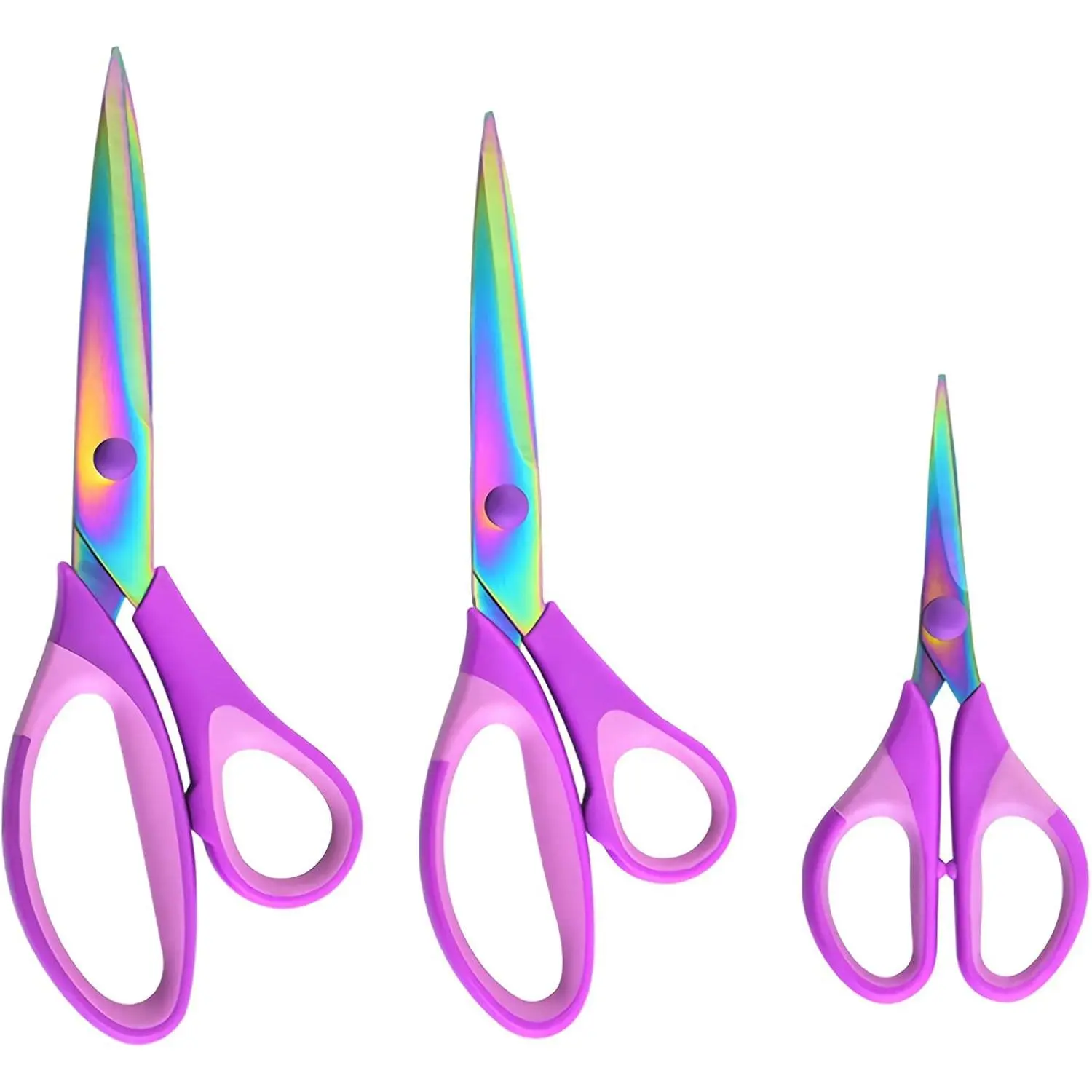 Craft Scissors Set of 3 Pack, All Purpose Blades Shears, Grip Handle, Multipurpose Scissors Tool Great for Adults, Office, Sewing, School and Home Supplies, Purple