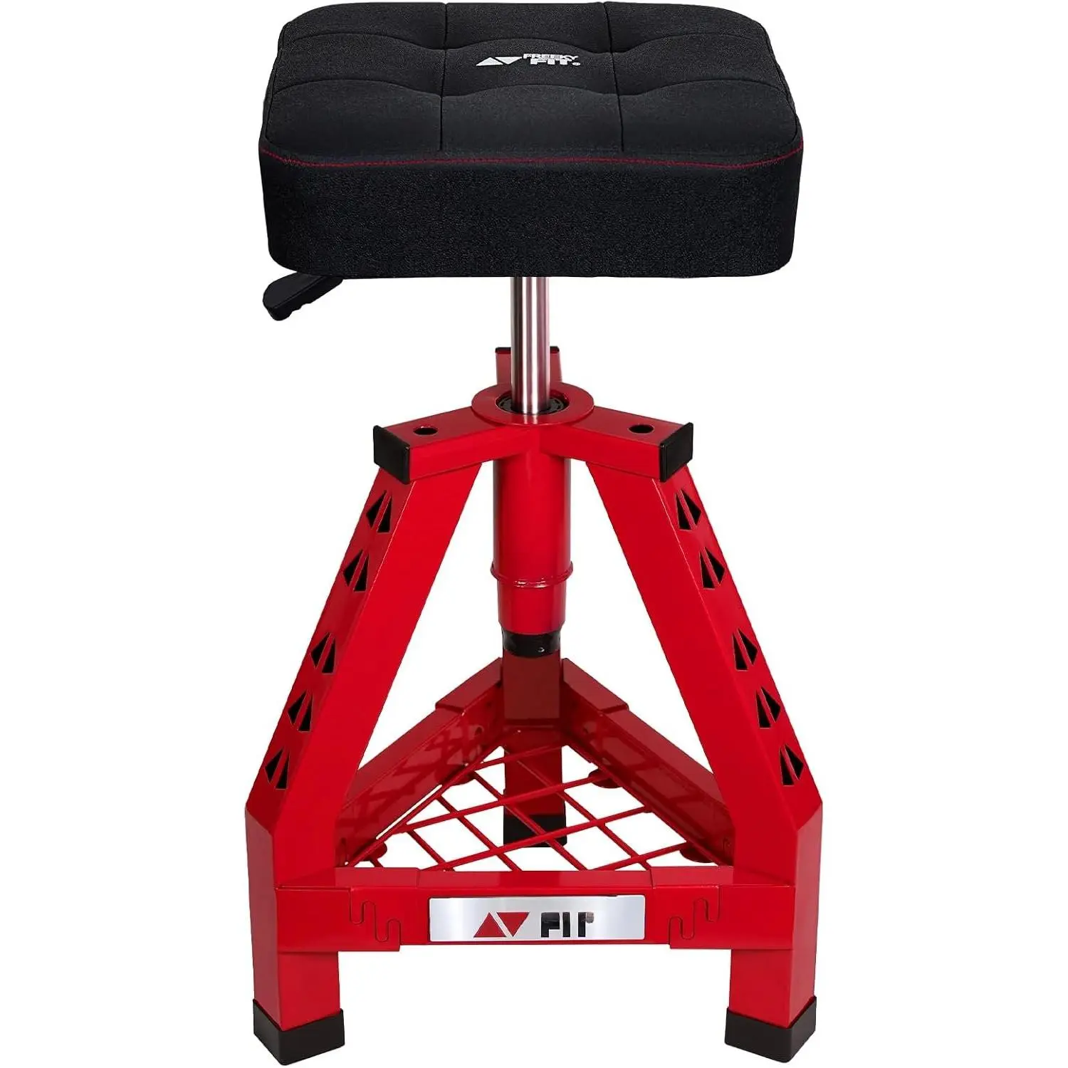 Adjustable Shop Stool,Garage Mechanic Stool Chair,Work Seat for Workshop, Adjustable Height, 360° Swivel Padded Square Seat,Tool Storage, 350 LBS Capacity, Heavy , Red
