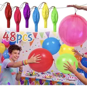 48Pcs Thickened Party-Starter!Heavy Duty Neon Punch Balloons for Kids & Adults Birthday Bash - Non-Stop Bouncy Fun & Durable Goodie Bag Gift!