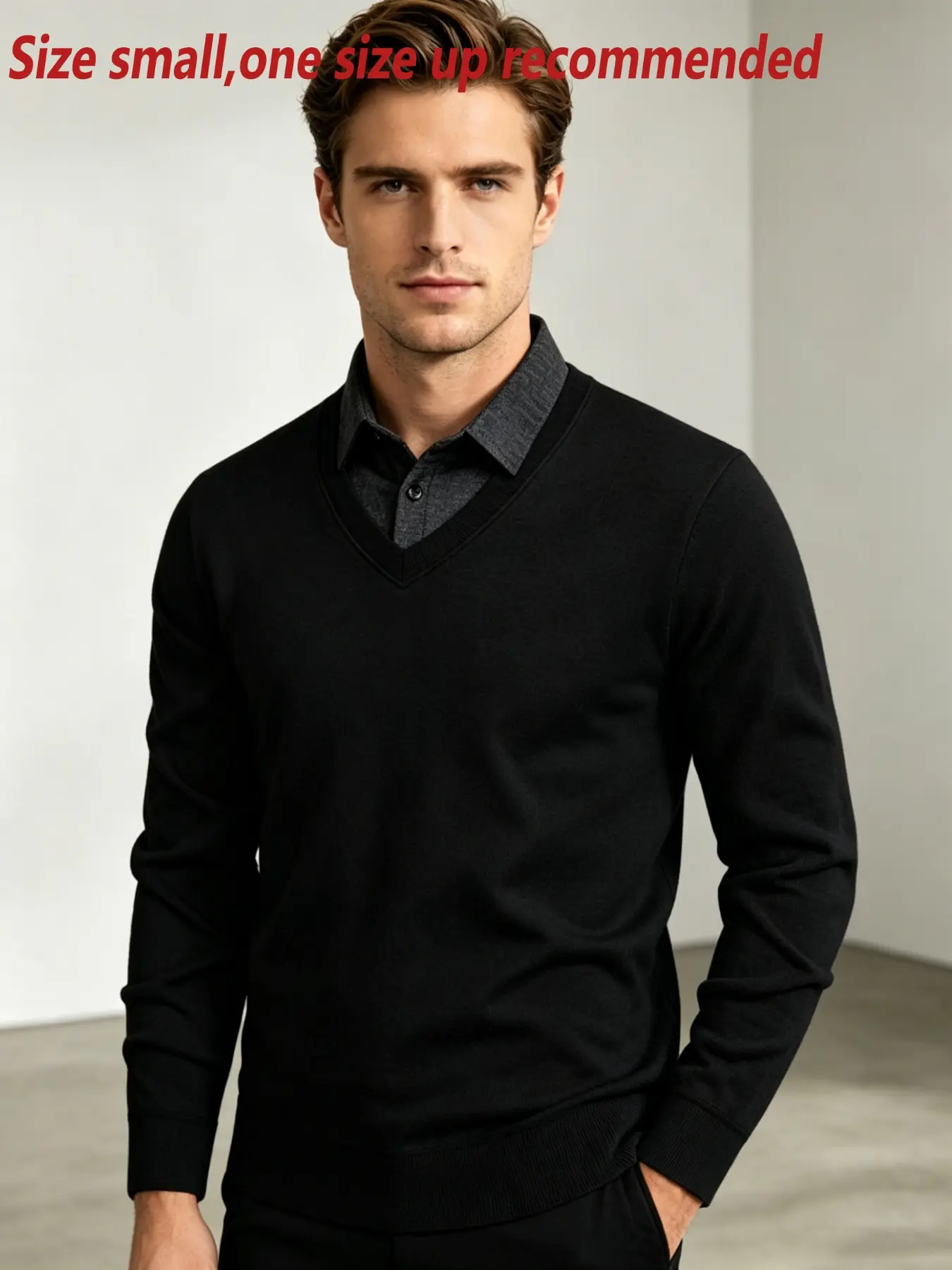 Men's Knit Sweater with Shirt Collar, Soft and Comfortable, Long Sleeve, Button Closure, Ideal for Business and Casual Wear