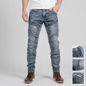 Big And Tall Men's Kevlar Lined Motorcycle Biker Jeans Slim Fit Dual Zipper 3D Stitching All Seasons Anti Abrasion Anti Fall Durable For Outdoor Riding Racing Daily Commuting Casual Wear