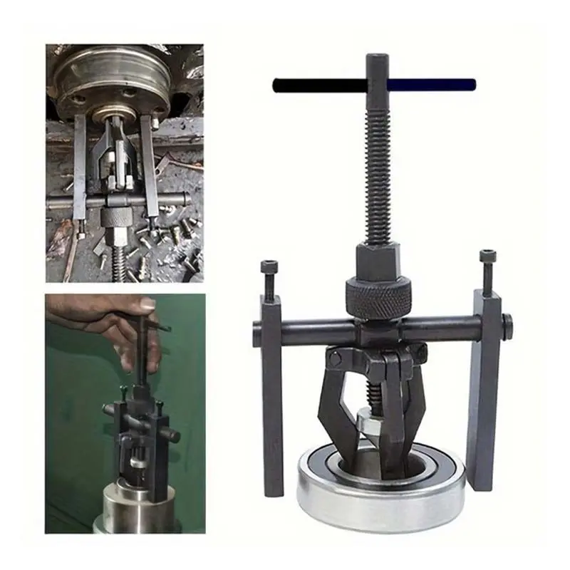 Adjustable Three-Jaw Bearing Puller Tool, Gear Sleeve Remover, High Hardness Steel Inner Hole Puller, Automotive Repair Tool