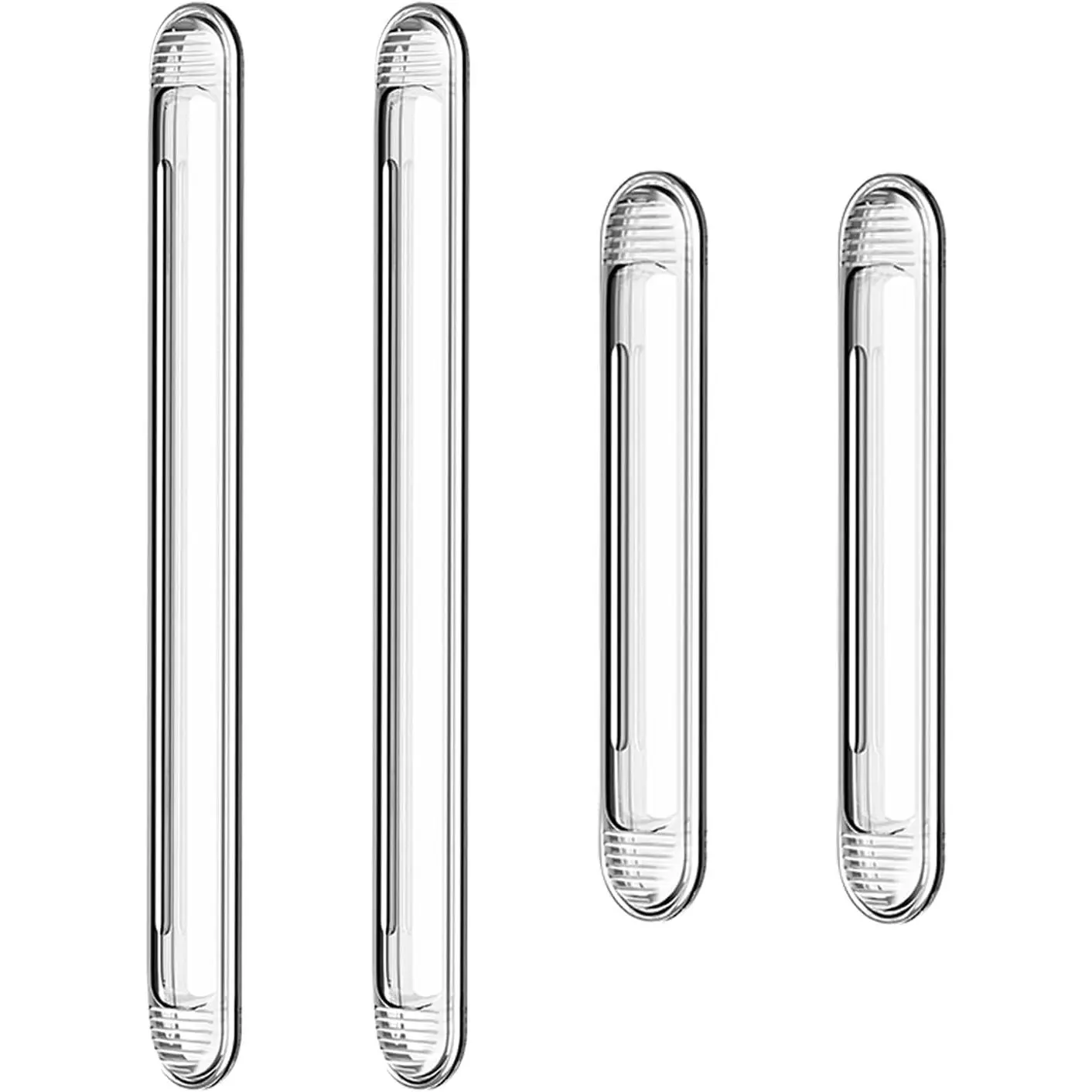 Clear Furniture Bumpers, Self Adhesive Rubber Bumpers, Door Stoppers Wall Protector,  Strip for Sliding Door Cabinet Drawers (2long2short)