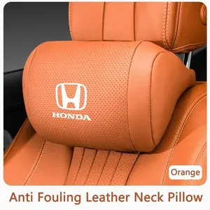 Leather Car Neck Pillow Seat Headrest Comfortable Breathable Auto Protector Cushion Fits For Honda Civic xrv hrv crv brv City Accord Fit Jazz Insight Auto Interior Accessories
