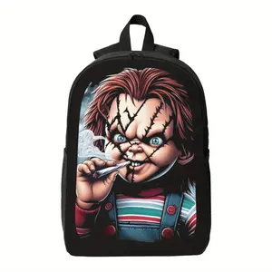 Horror Movie Vampire-like Backpack - Lightweight School Bag with Adjustable Strap, High Quality Zipper Closure - for Teens, Adults, Halloween Parties - Everyday Carry Backpack, Halloween Backpack, Party Accessory, Cartoon Pattern, Breathable Padding, Cas