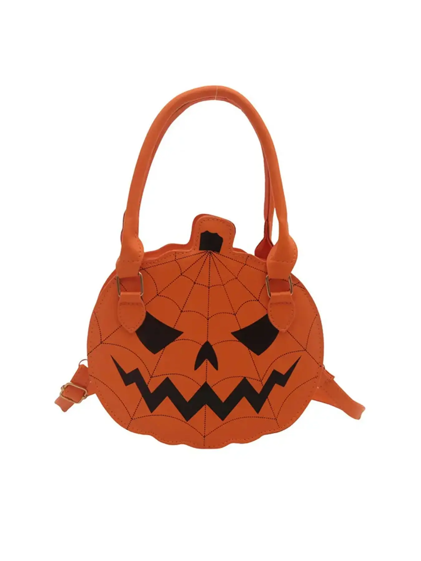 Halloween Pumpkin Face Handbag with Spider Web Print, Detachable Strap Crossbody Bag for Women, Stylish Party Accessory Perfect for Costume Events, Trick-or-Treat and Holiday Outings