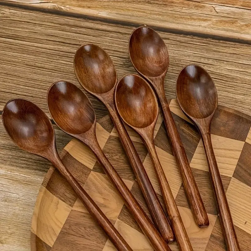 6pc Wooden Soup Spoons, Creative Appetizer Spoons, Yogurt Milk Spoons, Breakfast Oat Milk Stirring Spoons, Cute Bar Drink Party Wedding Valentine Gift