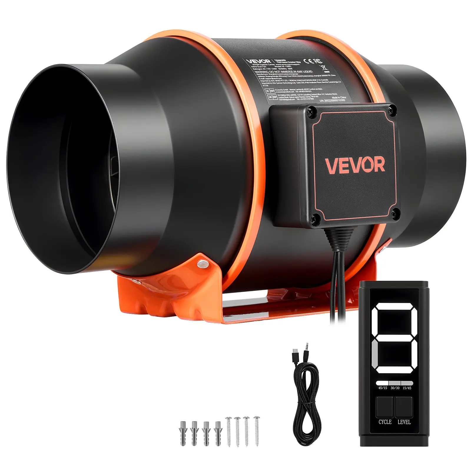 VEVOR 6-Inch EC Motor Inline Duct Ventilation Fan, 402 CFM Airflow, Energy Efficient, 3-Speed Circulation, 10-Speed PWM Controller, Timer Control, Cooling for Grow Tent Users