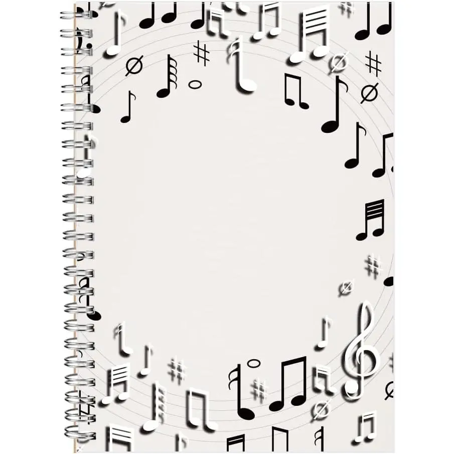 Blank Sheet  Notebook, Composition Staff Paper Notebook, Manuscript Paper Notebook, 11 Staves, Art  Notebook Black 160 Pages, 26x19cm,  Notebook (White )