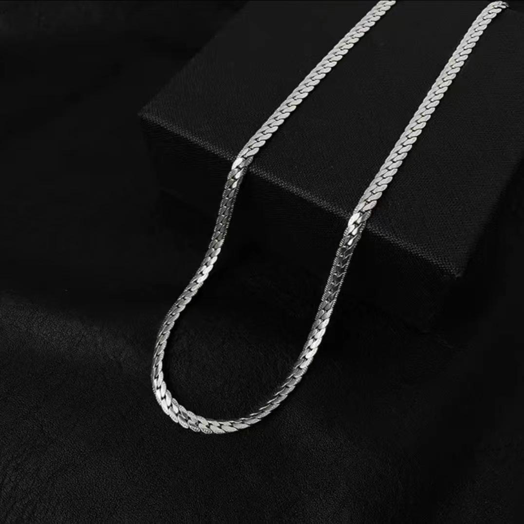 Men's Titanium Steel Cuban Link Chain & Flat Snake Chain Necklace, Non-Fading, Hip Hop Minimalist Style, Fashion Sweater Necklace, Ideal Holiday Gift for Him