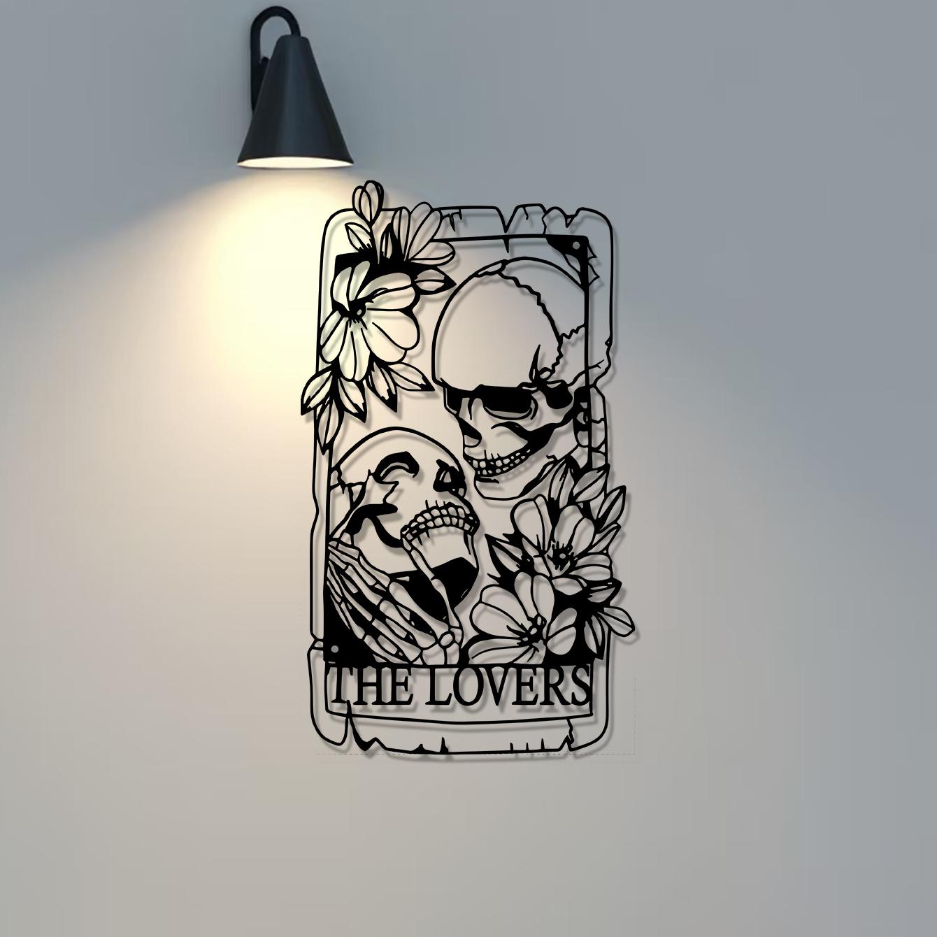 Skull & Flower Pattern Hanging Decor, 1 Piece Gothic Style Wall Art, Wall Hanging Decor for Home Living Room Bedroom Garden, Hangable Ornaments