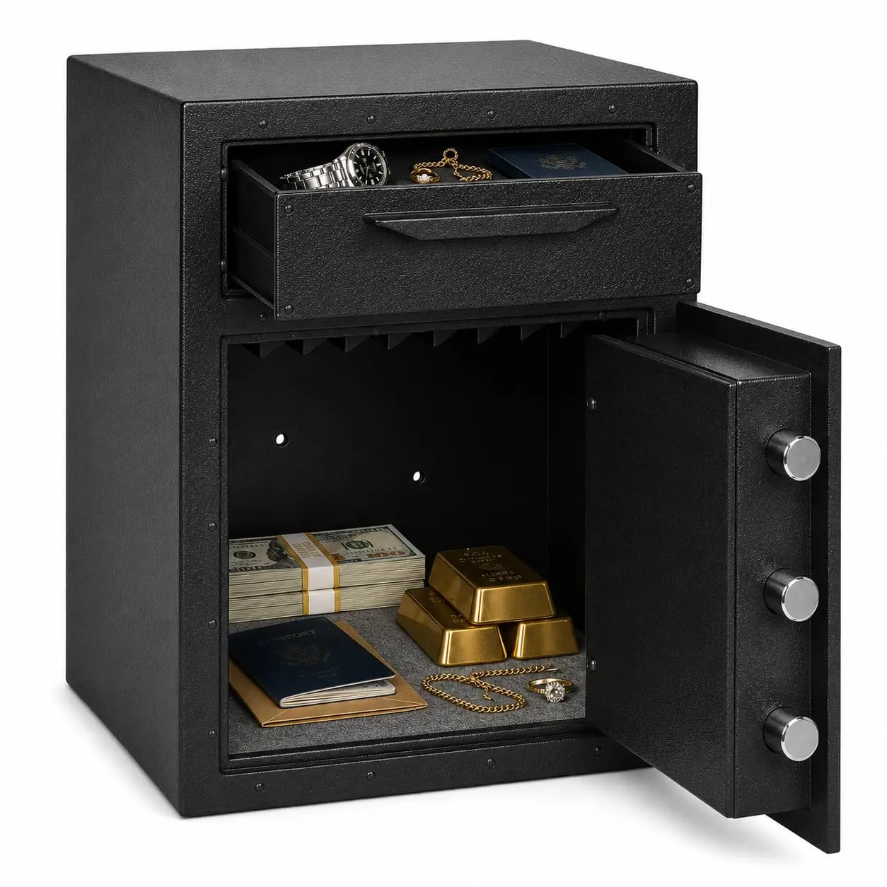 2.6 Cu Ft Rectangular Indoor Steel Home Safe Cabinet for Households - Digital Keypad, Backup Key, Alarm System, Removable Shelf for Cash, Jewelry, Documents