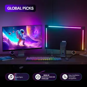 PC Monitor RGB‑IC LED Strip Light with Sound Sync Effect, Smart Atmosphere Lamp for Gaming, Adjustable-Brightness Wall-Mounted High-Brightness Color-Changing LED Strips, Smart LED Lighting