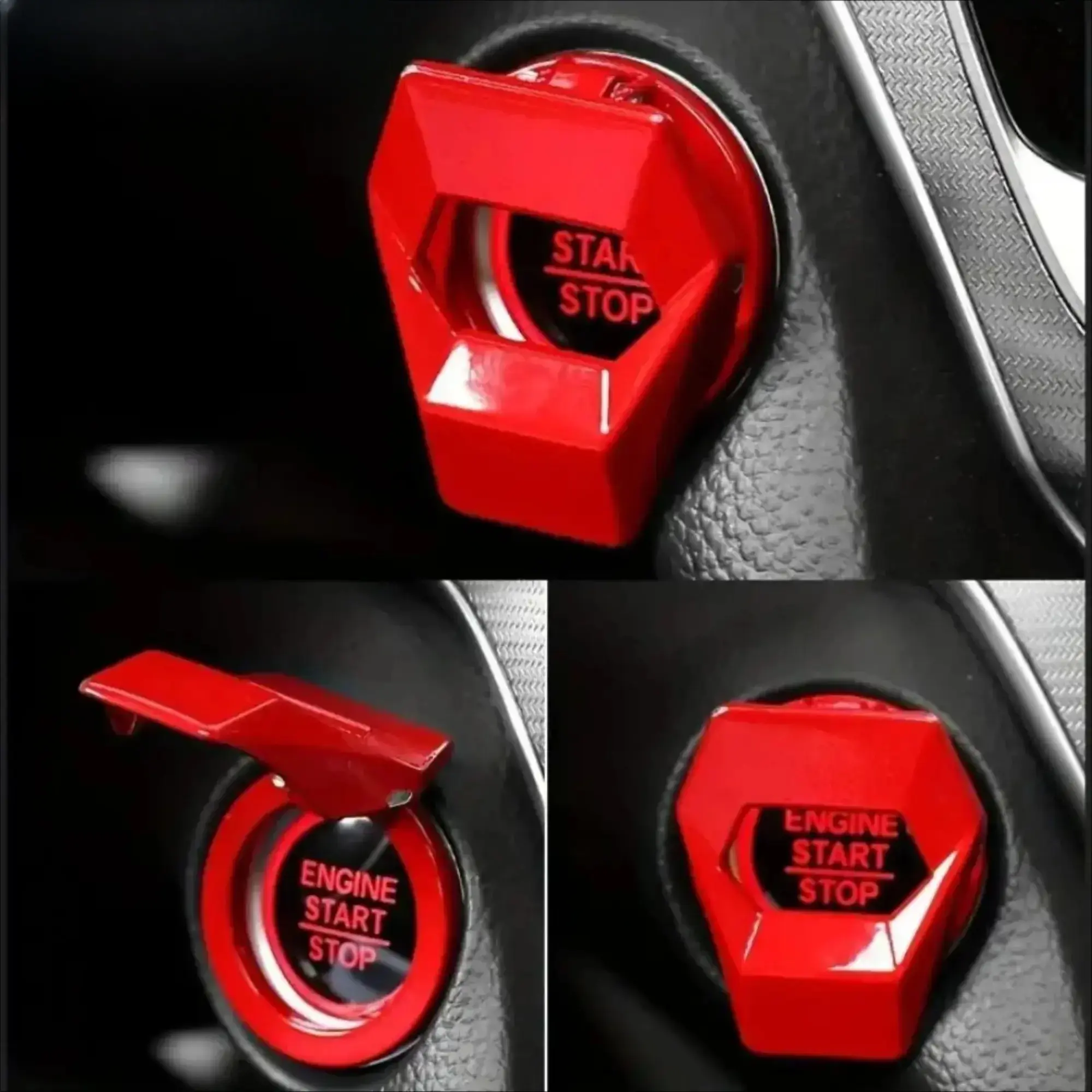 Trending Carbon Fiber Textured Car Start Stop Button Trim Cover, Anti-Wear Anti-Scratch Ignition Switch Decor, Lightweight Self-Stick Auto Interior Accessory, Dull Interior Upgrade Ornament, Perfect Modification Gadget for Daily Sedans SUVs Car Interior D