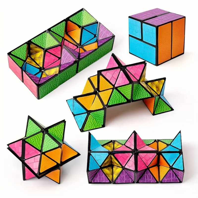 Brain Boost & Relax - Infinity Magic Cube - 3D Hexagon Puzzle - Space Geometry Flip Toy for Youngsters - Mixed Colors - ABS Material