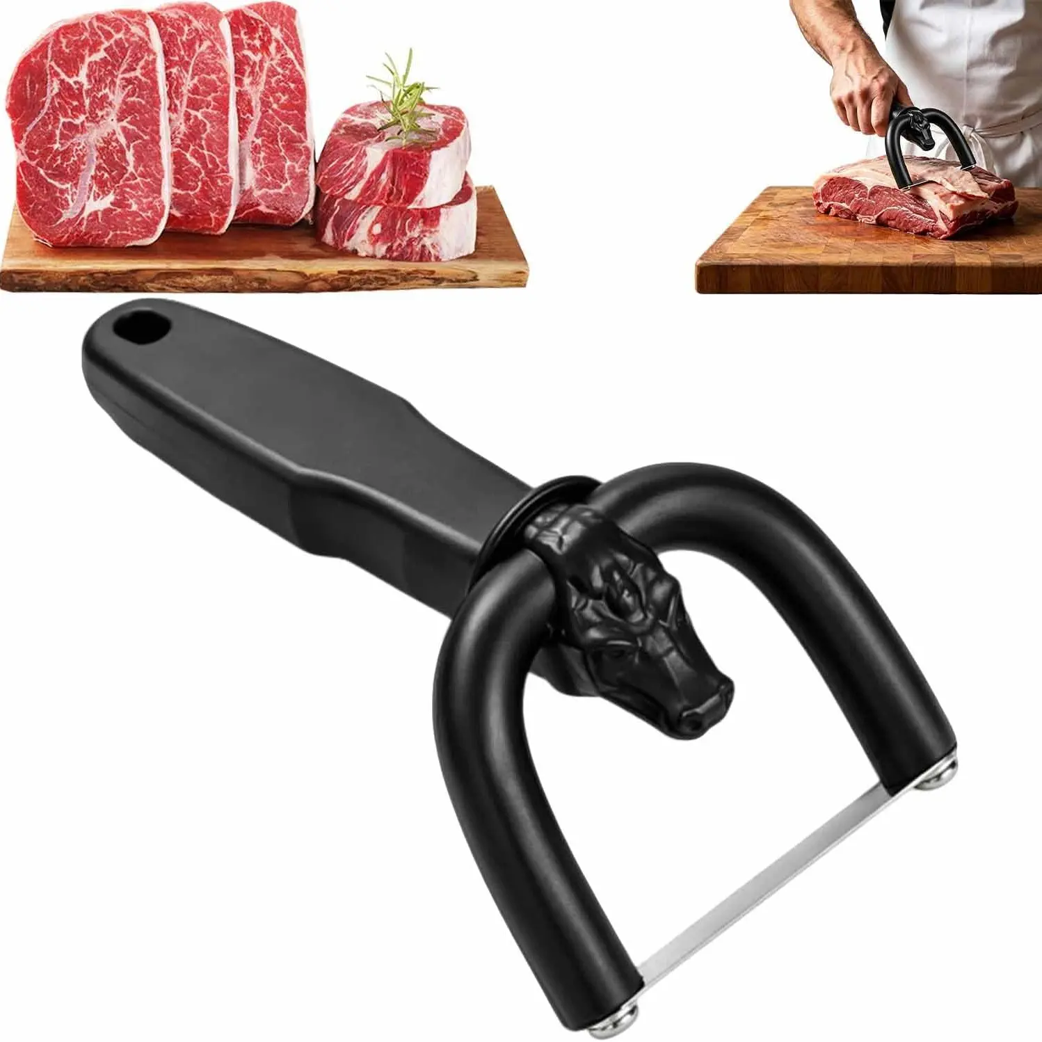 1PC Handheld Fat Trimmer For Beef & Pork, Beef And Pork Slicer， U-Shaped Curved Holder Targets Surface Fat, For Steak Carving & BBQ Kitchen Prep