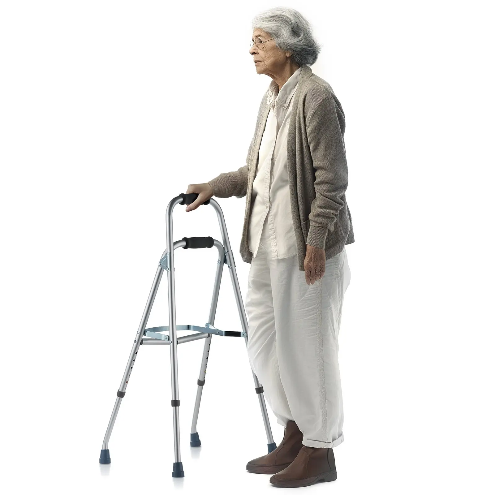 【DealsForYouDays】VEVOR Folding Hemi Walker, One Arm Folding Walker for Seniors with 6-Level Adjustable Height, Lightweight Aluminum Side One-Hand Style Mobility Aid for Elderly Handicapped Disabled, Up to 350LBS
