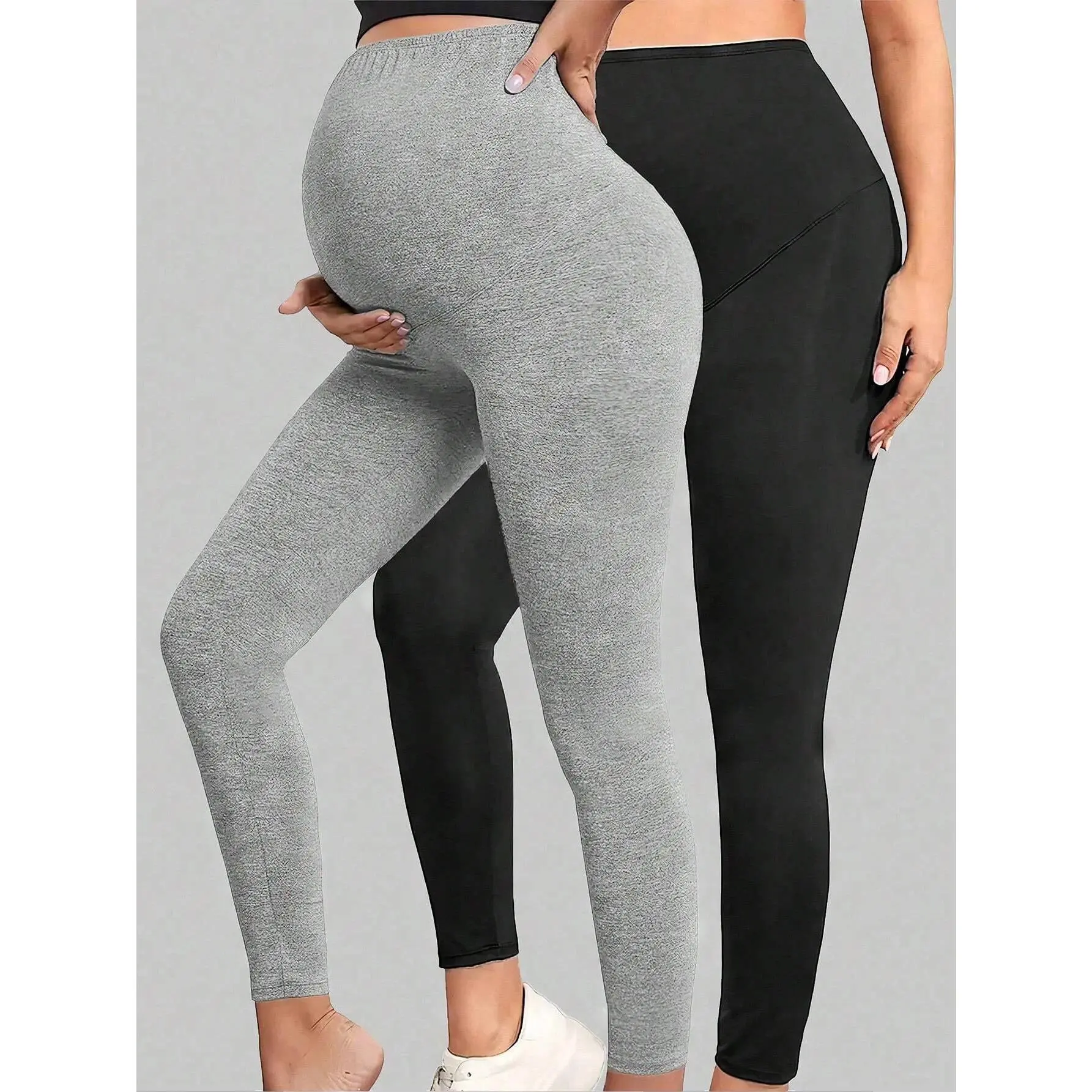 Pregnancy clothesPack of 2, Maternity Yoga Pants, Summer Off-White Casual Sports Maternity Trousers