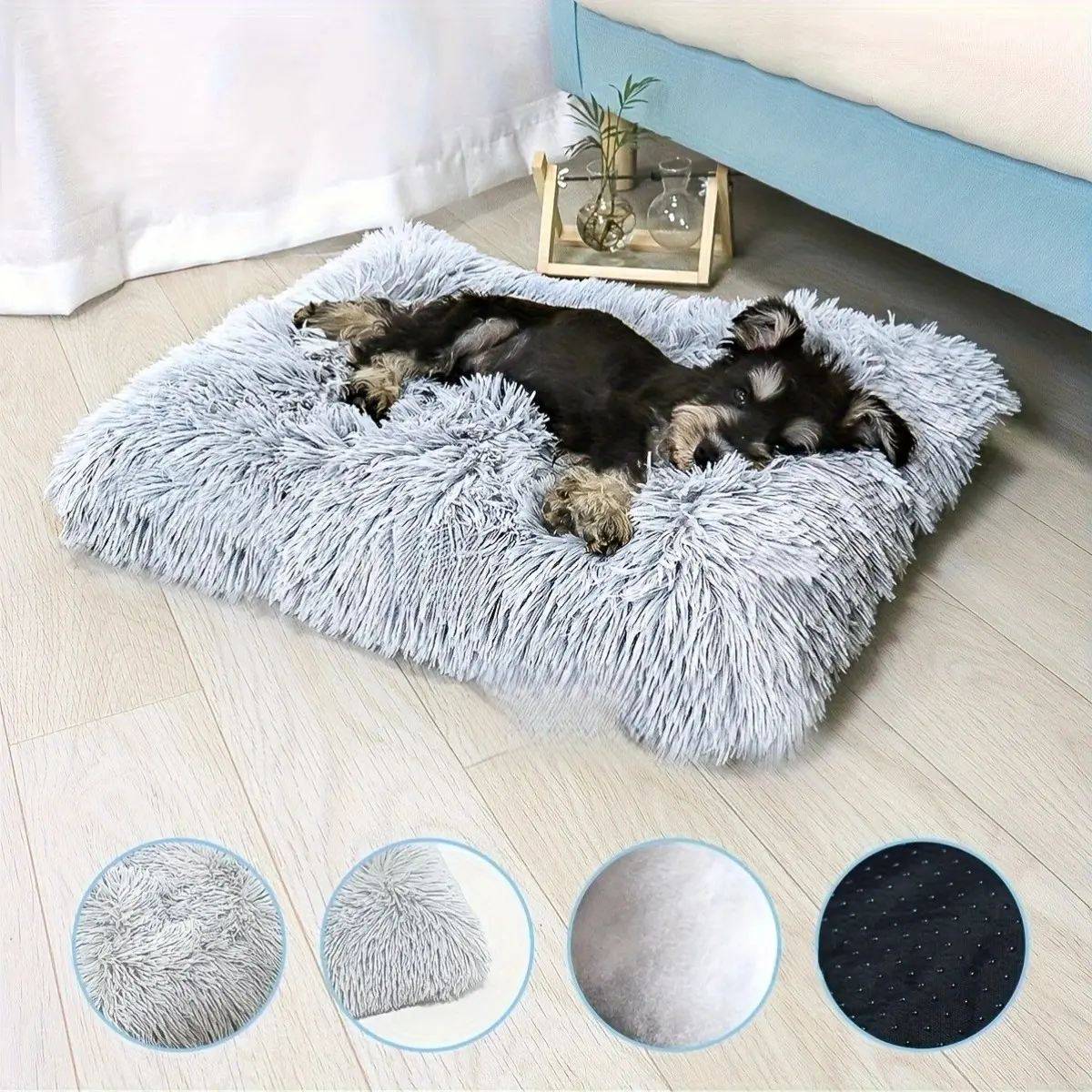 Ultra Soft Long Fluff Artificial Fur Dog Bed, Washable Pet Cage Pad, Comfortable Multi-Functional Pet Mattress, Suitable for Small/medium/large Dogs/cats