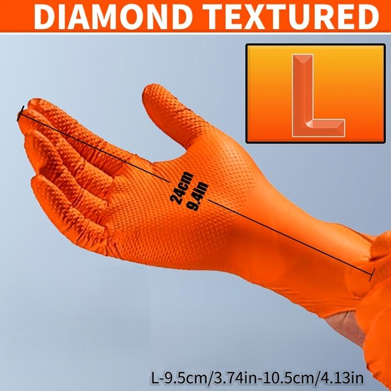 30Pcs Nitrile Gloves Heavy-duty 8g Disposable Orange/Black Diamond-pattern Pure Nitrile Gloves, 8 Mil Thick, Raised Diamond Texture, Powder-free and Latex-free, Suitable for Automotive, Outdoor, Kitchen, and Household Cleaning Use,Home Essentials