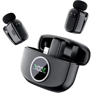 Lavalier Microphone for /Android, Lapel Mics with Type-C Plug-Play, Mini Mic with 2.4GHz Noise Cancellation,  Case Included, 80ft Range for Stream, Vlog,  and YouTube