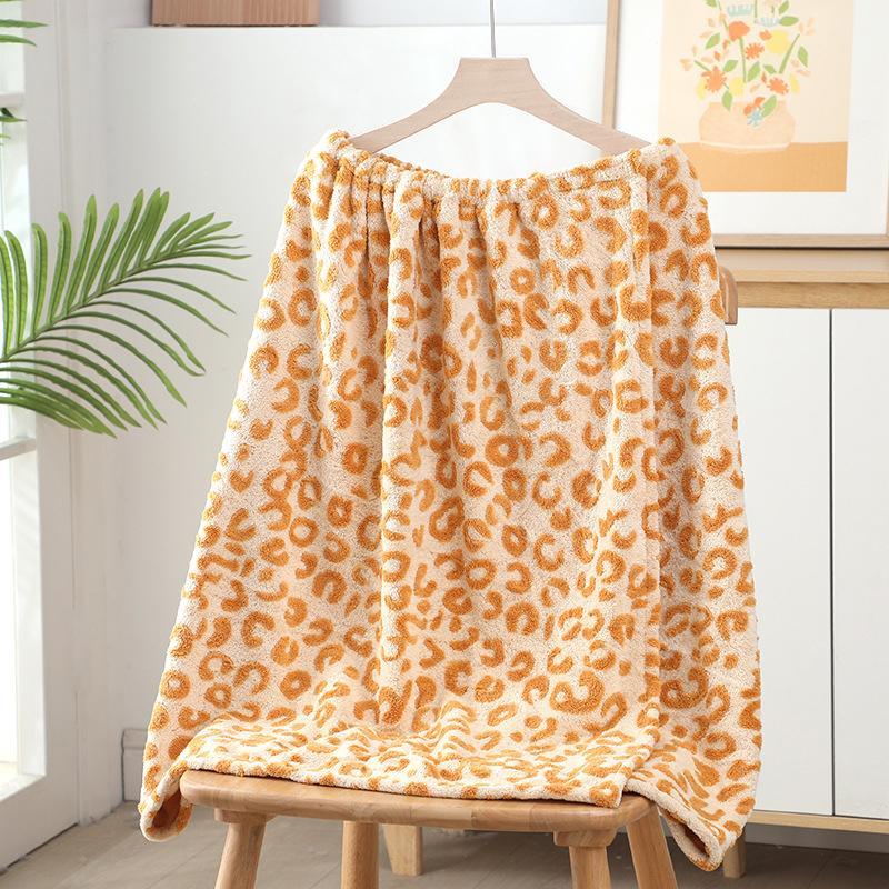 Vintage Leopard Print Bathroom Set, 5 Counts/set Including Bath Skirt, Absorbent Thickened Towels, Hair Band & Dry Hair Cap, Soft & Absorbent Bathing Supplies, Premium Towel Set