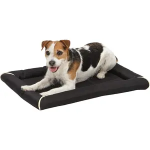 Small Ultra-Rugged Dog Bed, Water & Odor Resistant, Bolstered Edge, Non-Slip Bottom, Fits 24-inch Crates, Black
