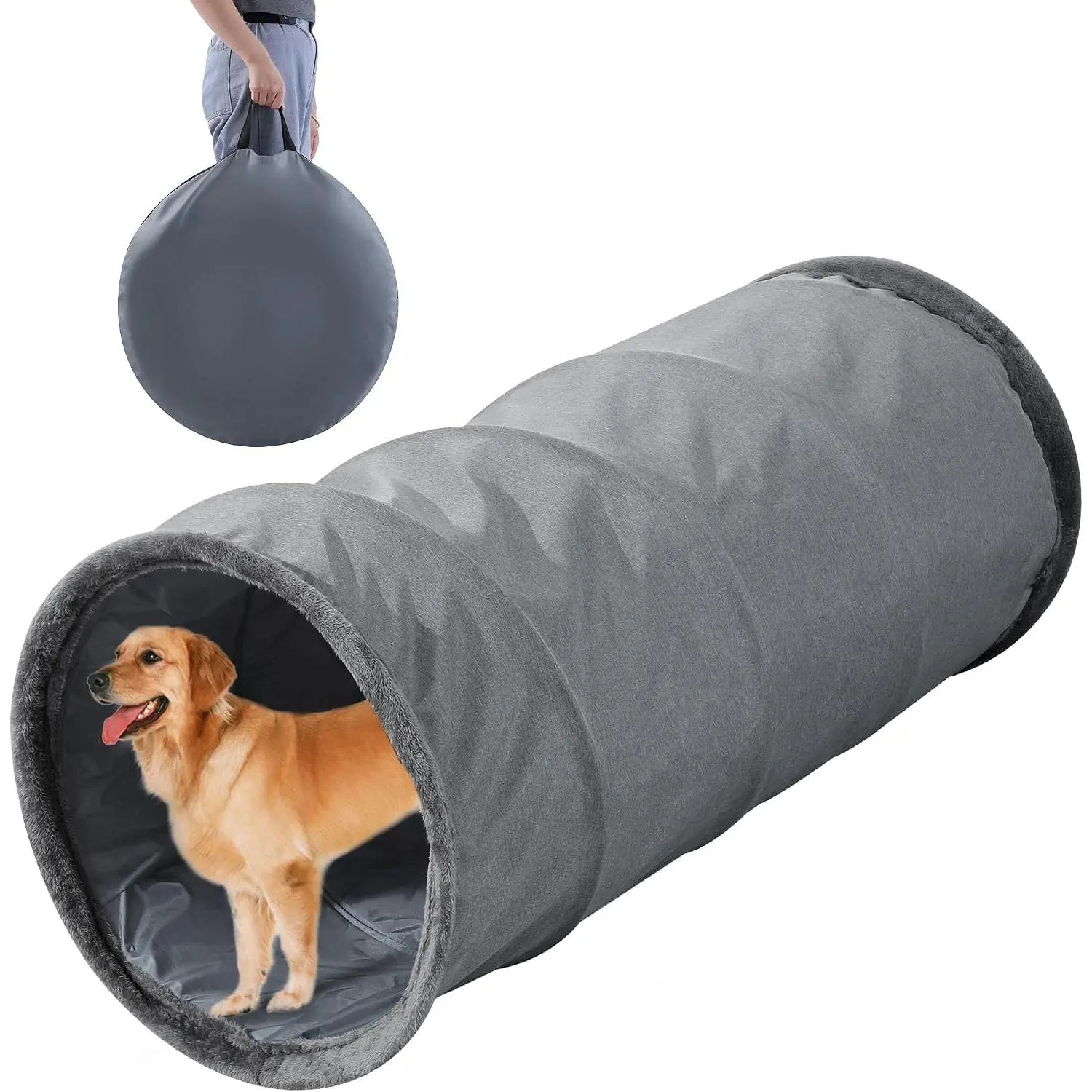 Extra Large Dog Tunnel for Large Dogs, Cats & Adults, Jumbo 22x22x51 Inches, Collapsible Play Tunnel