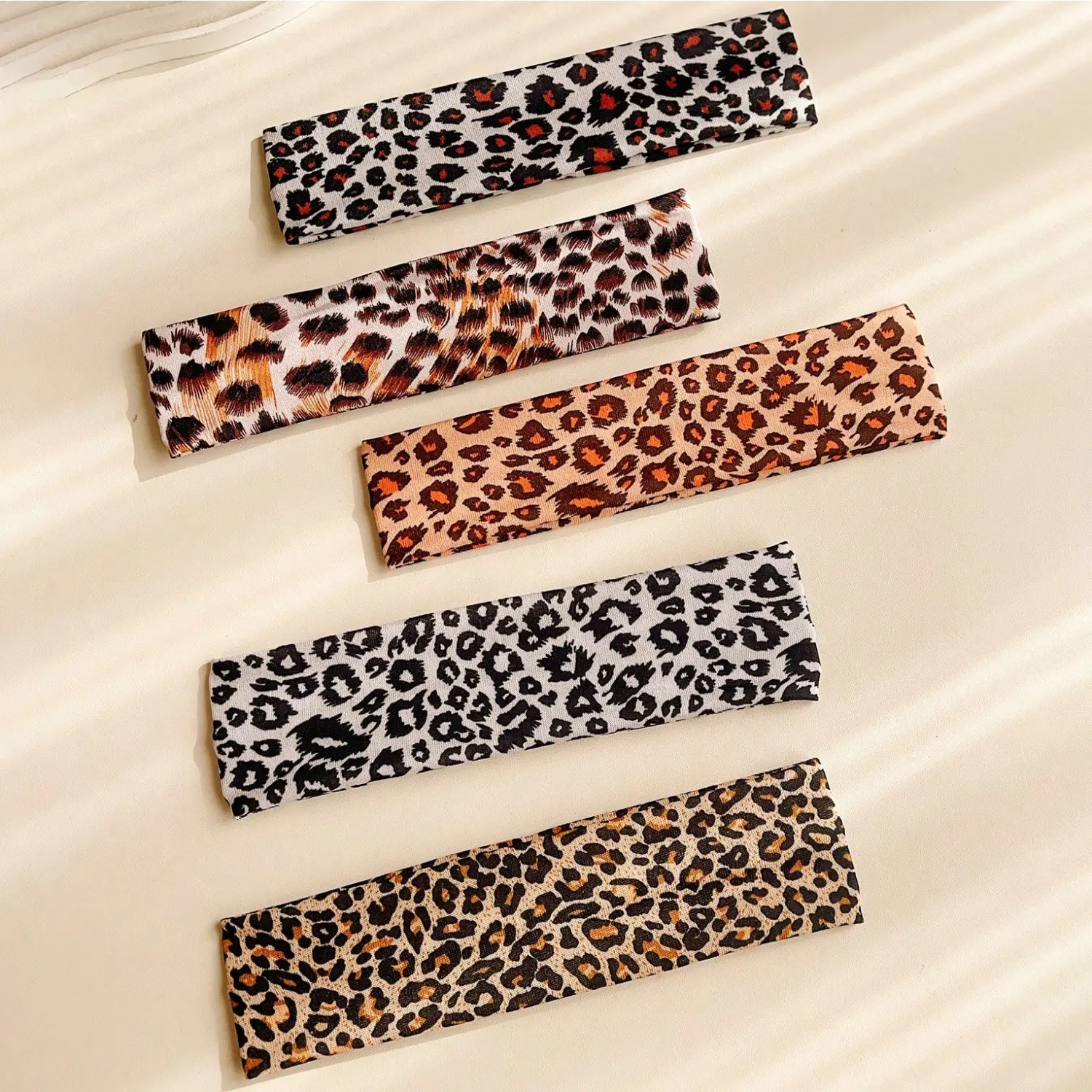 Leopard Print Headbands for Women Cotton Elastic Hair Bands Sexy Wide Turban Headwrap Sweatband Sports Yoga Running Makeup Accessories