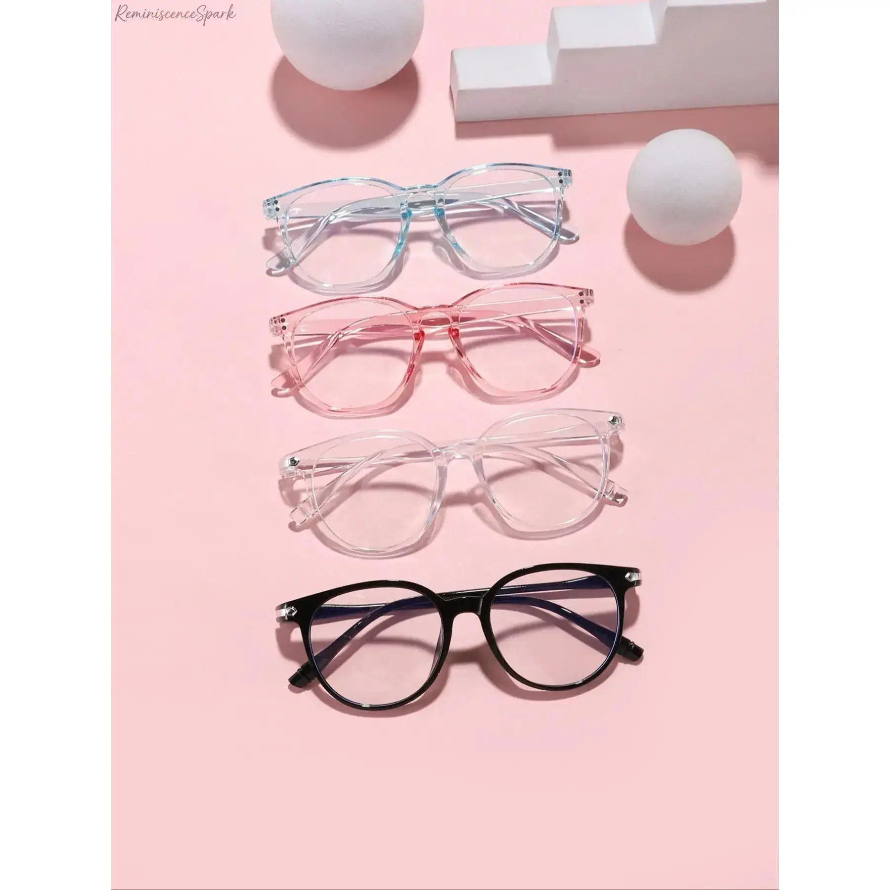 Unisex Round Full Rim Glasses - Bluelight Blocking PC Lenses, Lightweight Durable Frame, Minimalist Glasses Fashion Daily Eyewear for Office Work & Sports Use, Blue Light Blocking Lens