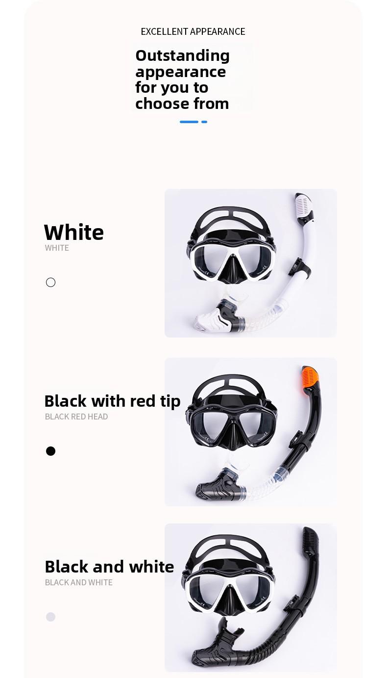 Snorkeling Equipment Diving Mask Snorkel Set Fully Dry Snorkel Tempered Glass Liquid Silicone Adult Suit White Black Red Tip