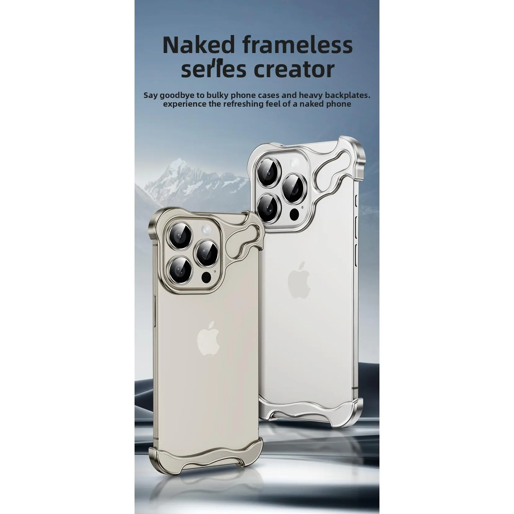 Luxurious frameless metal corner protective case, suitable for iPhone 17, 16, 15, 14, 13, 12 Pro Max | Shockproof, drop-resistant plated frame with lens protection phone protective case for 17 Pro Max