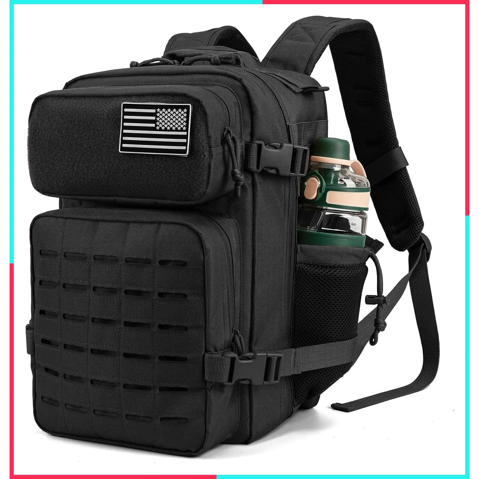 25L/45L Military Tactical Backpack for Men, Molle Daypack 3 Day Bug Out Bag Hiking Rucksack with Bottle Holder