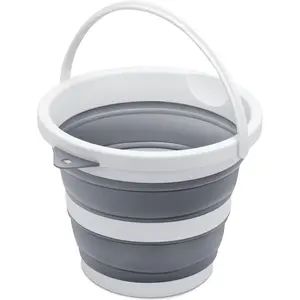 Small Collapsible Bucket 1.3 Gal/5L BPA-Free Space-Efficient Portable Foldable Water Pail for Household Outdoor Car Wash Camping Fishing Grey Single Pack