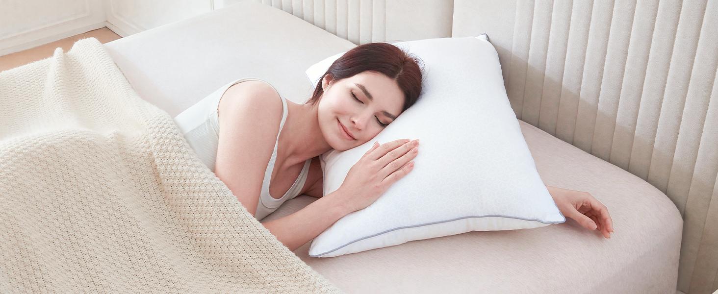 Pillows Queen Size Set of 4, Bed Pillows for Side, Back, and Stomach Sleepers - Oeko-Tex Certified Supportive Down Alternative Plump Filling - Hotel Quality and Machine Washable, 4 Pack