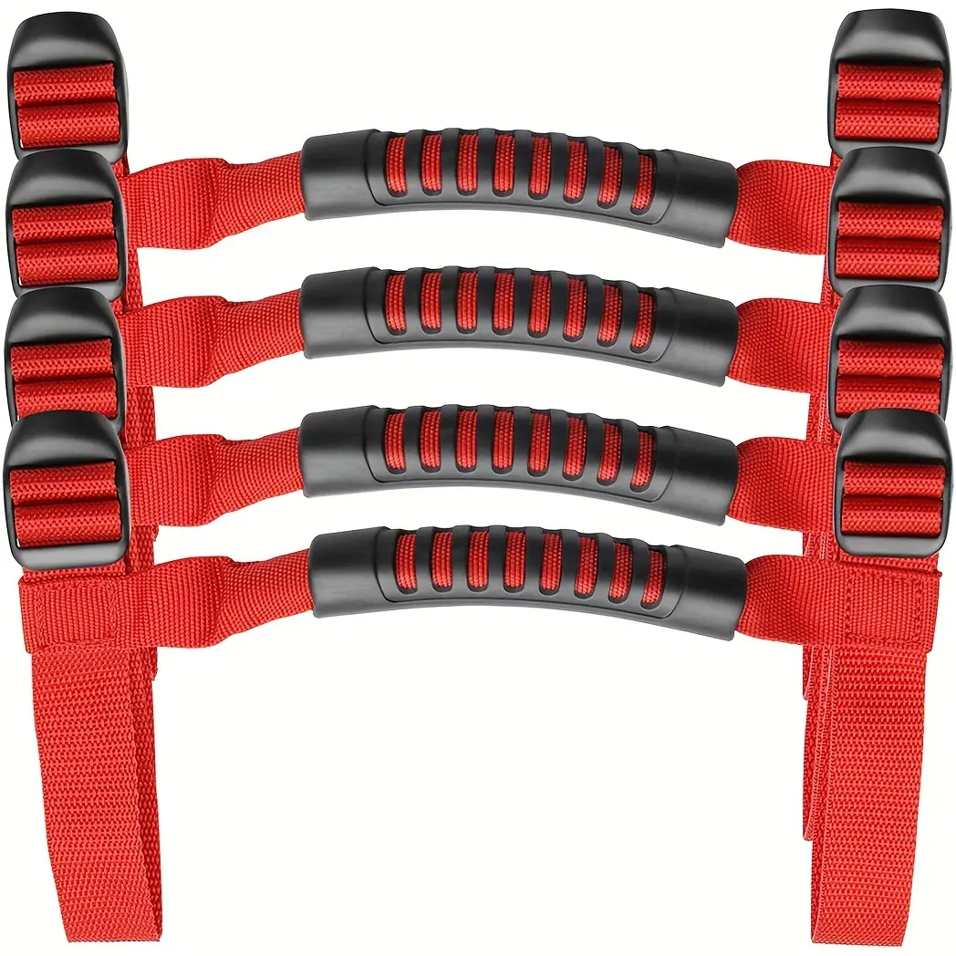 4-Pack Durable Polyamide Roll Bar Grab Handles for Jeep Wrangler - Non-Slip Grip, Easy Installation, Enhanced Safety, Compatible with YJ, TJ, LJ, JK, JL Models (1987-2021)
